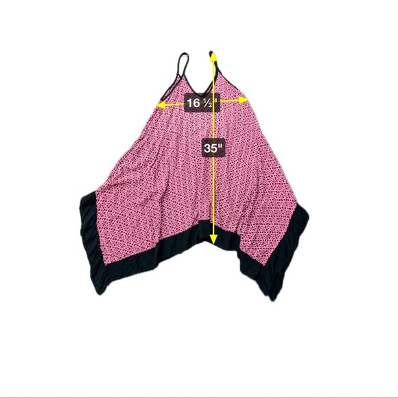 Pink & Black Geometric Patterned Loose-Fit Dress With Asymmetrical Hem - Picture 5 of 6